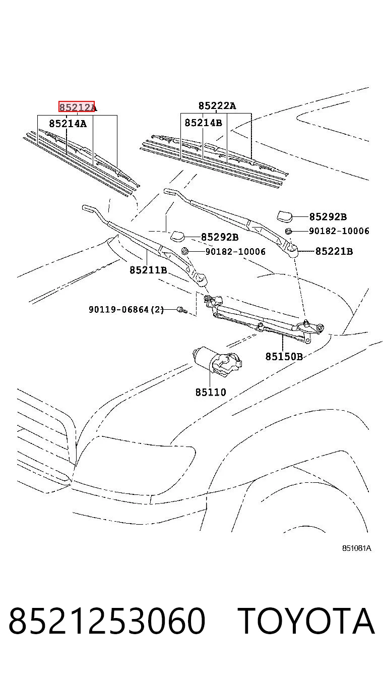 10436444 General Motors Щетка стеклоочистителя лобового стекла, пассажирская