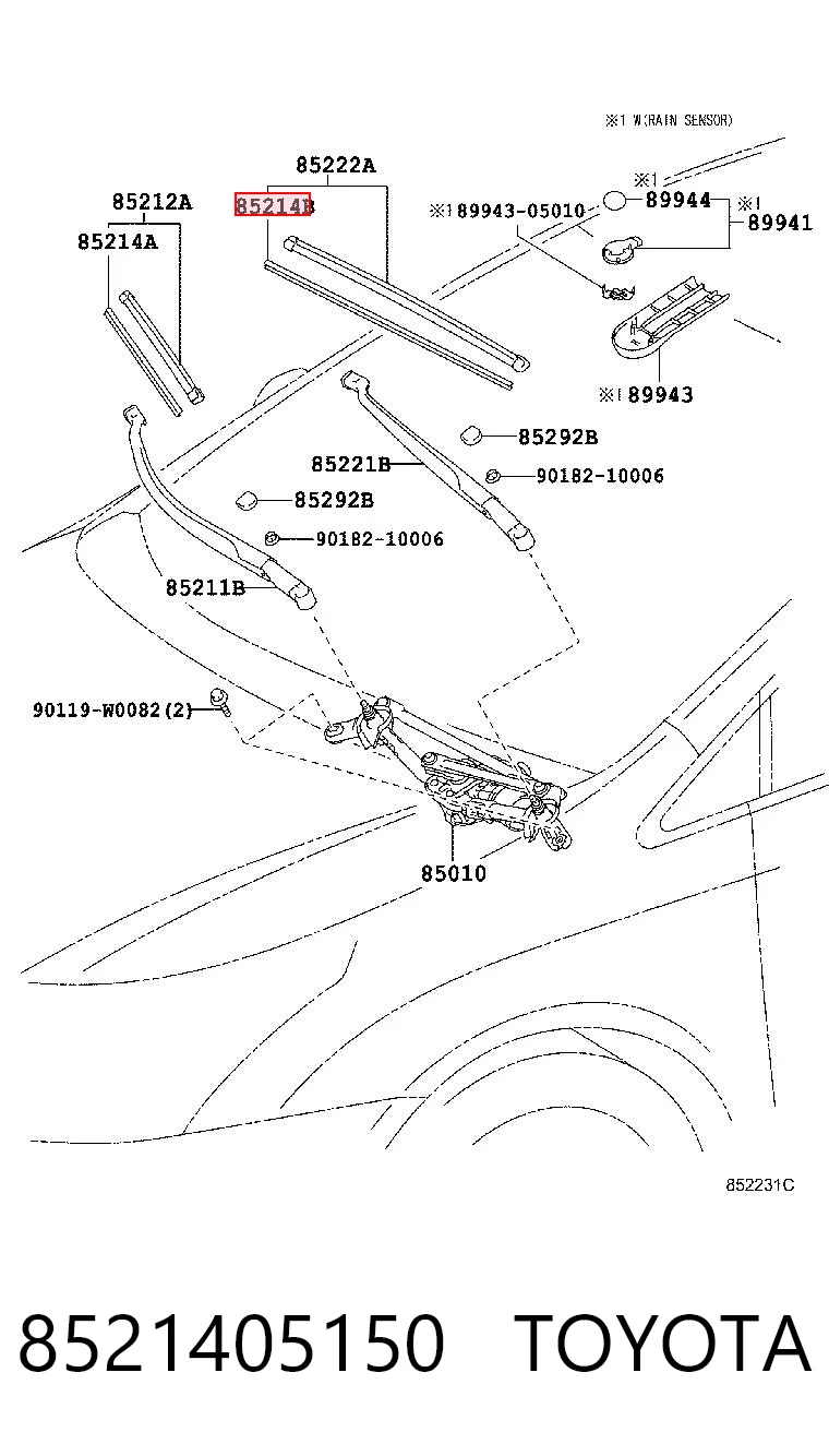 8521405150 Toyota Резинка щетки стеклоочистителя водительская