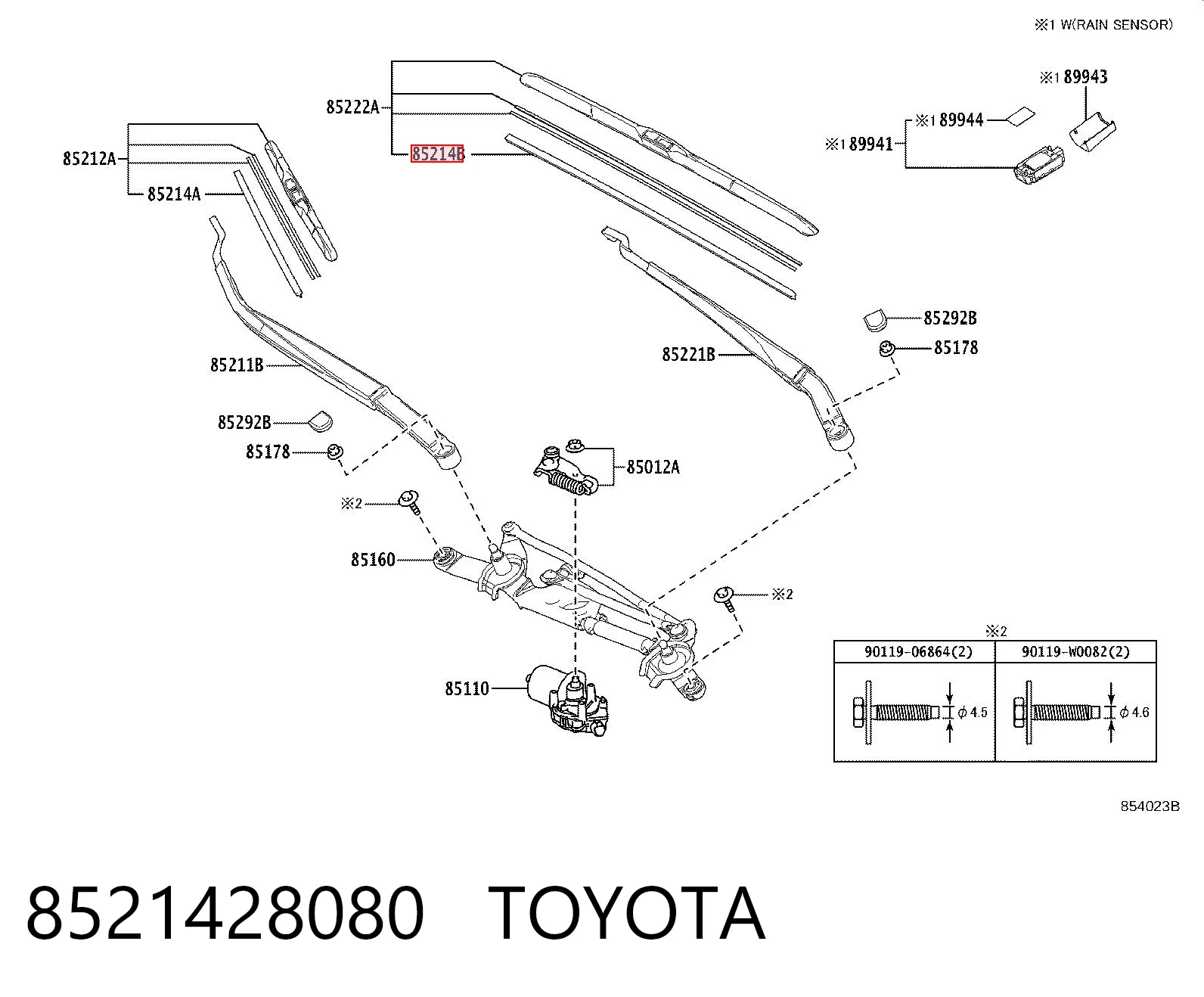 8521428080 Toyota Щетка-дворник лобового стекла, водительская