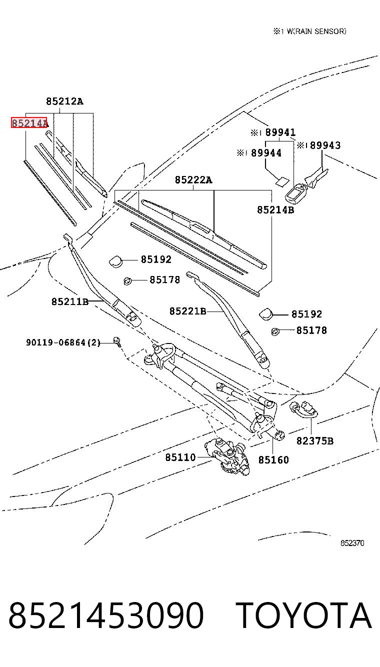 8521453090 Toyota Резинка стеклоочистителя пассажирская