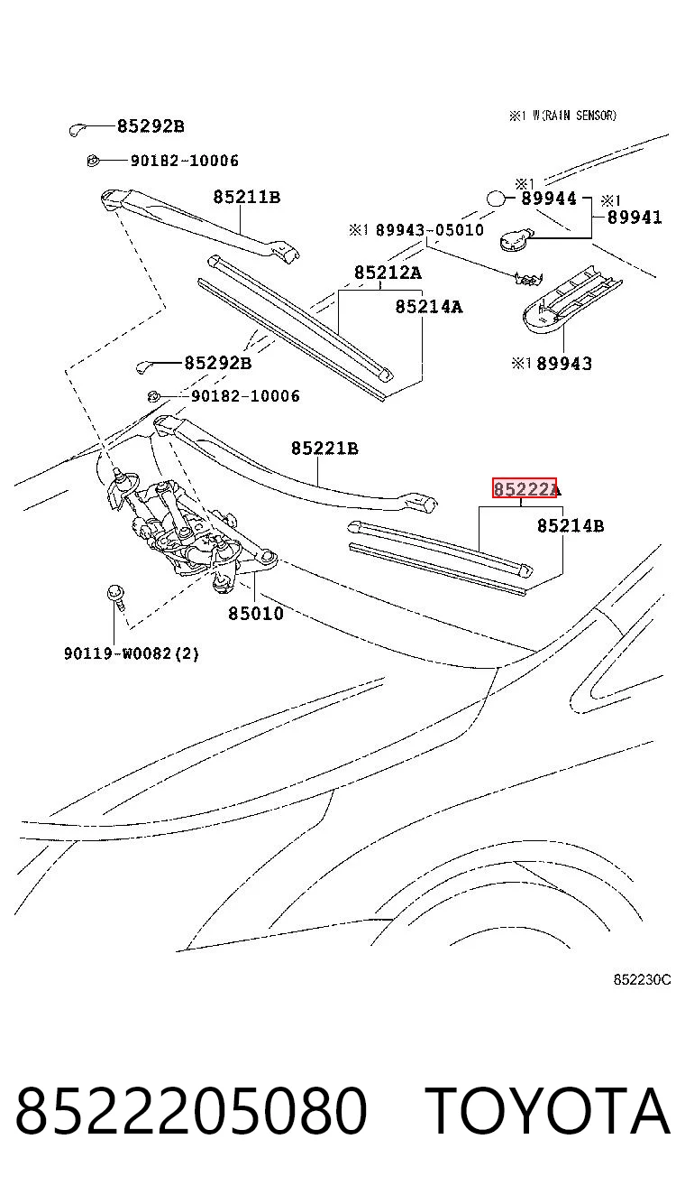 8522205080 Toyota Щетка-дворник лобового стекла, водительская