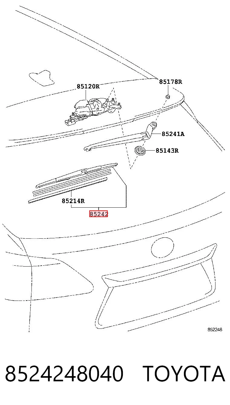 Щетка заднего стеклоочистителя на Lexus RX 270/350/450H AGL10, GGL15, GYL15