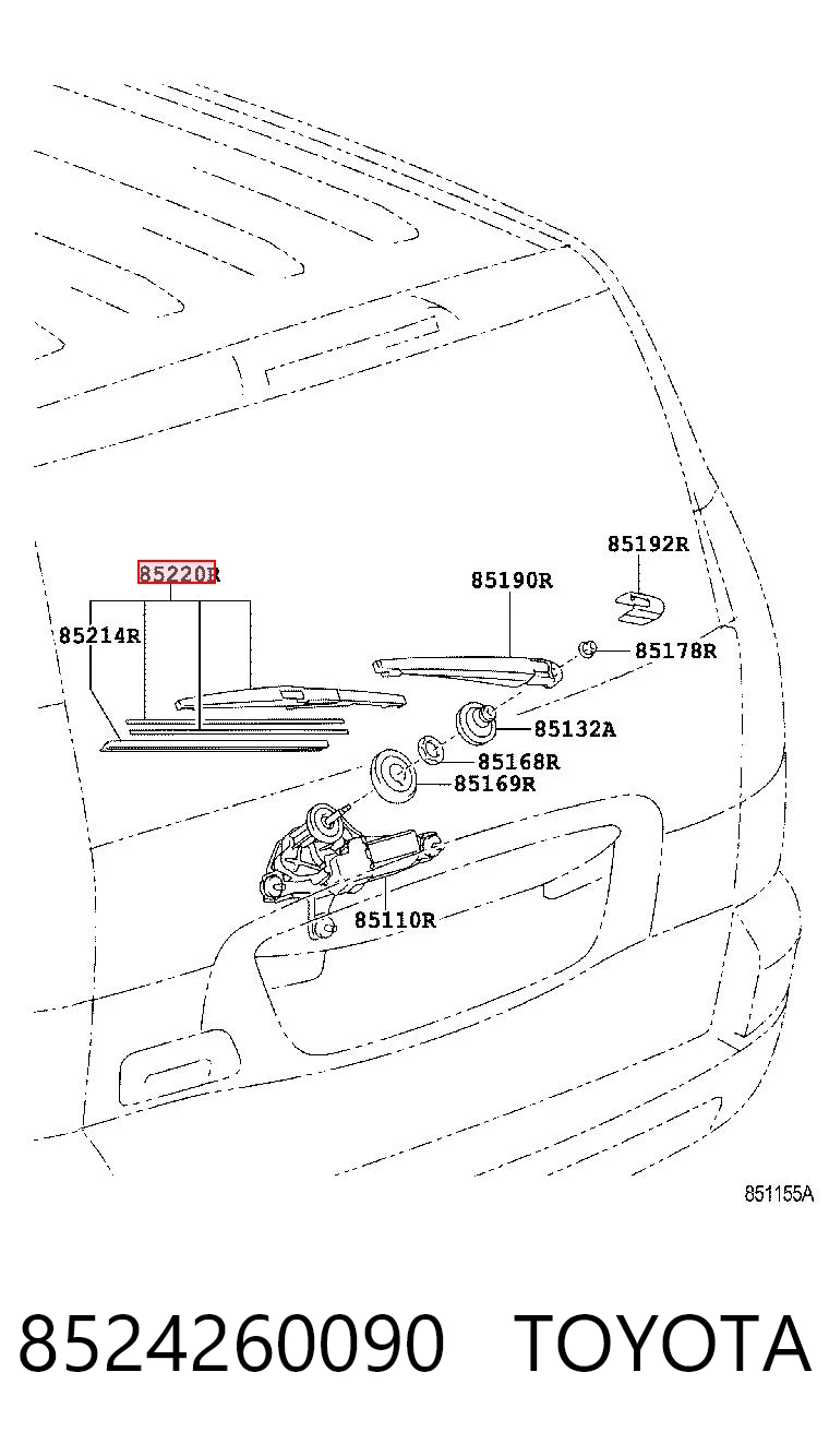 Щетка заднего стеклоочистителя на Toyota Land Cruiser PRADO ASIA J12