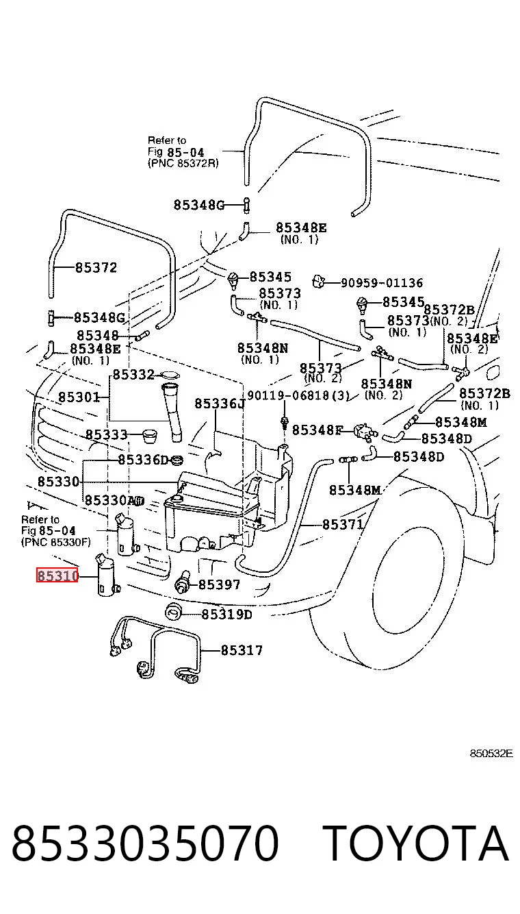 Мотор омывателя лобового стекла на Toyota Land Cruiser 100 J10