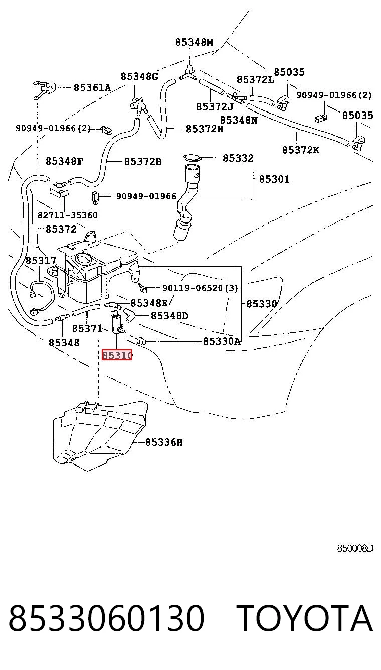 8533060130 Toyota Мотор омывателя лобового стекла