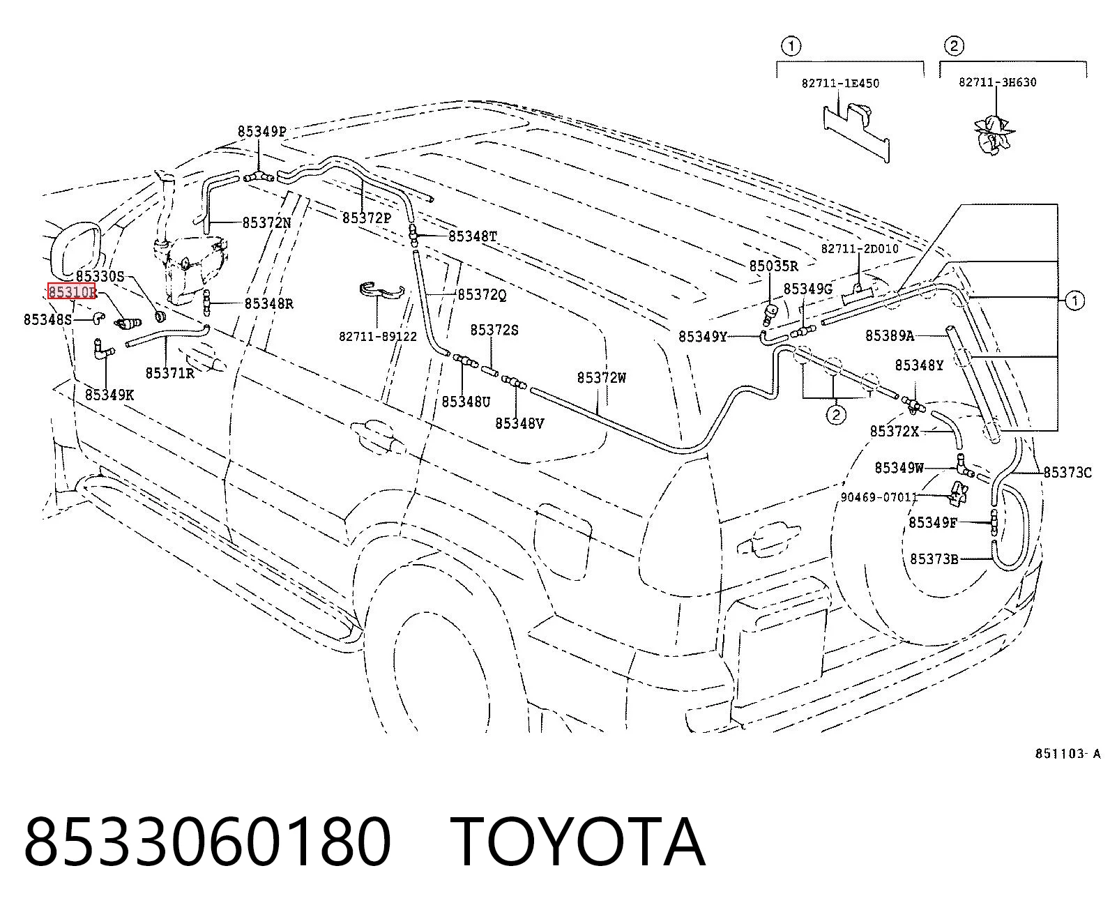 8533060180 Toyota Насос омывателя задний