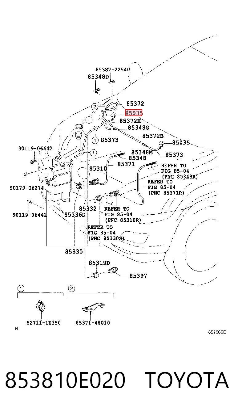 Веерная форсунка омывателя на Lexus RX 300/330/350/400H U3