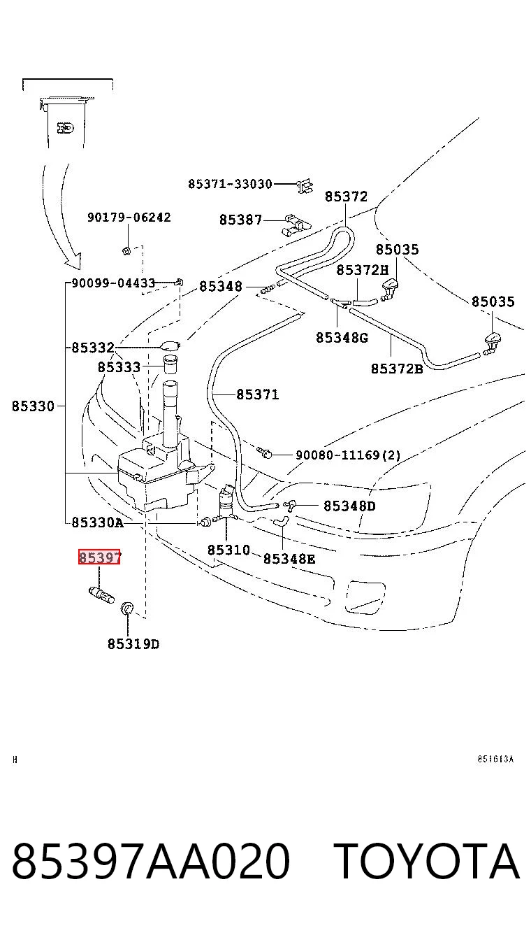 85397AA020 Toyota Датчик уровня бачка стеклоомывателя