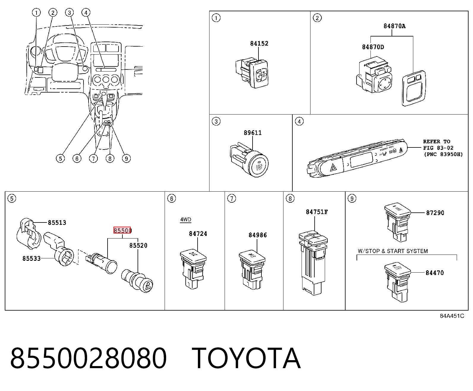 8550028080 Toyota Прикуриватель в сборе