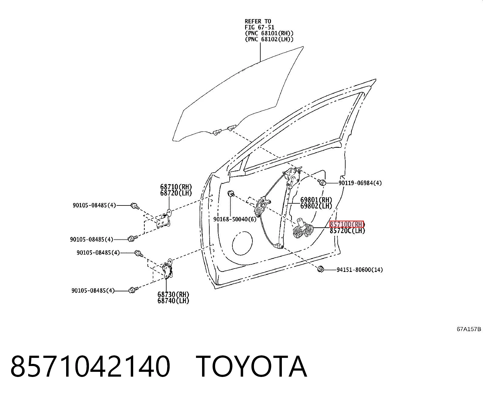 8571042140 Toyota Мотор стеклоподъемника двери передней правой