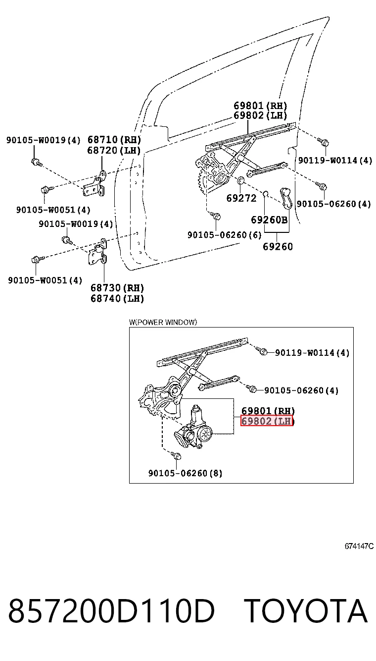 Механизм стеклоподъемника водительской двери Toyota Yaris хэтчбек (SP90) (2005 - 2011) цена, от 20.27 USD