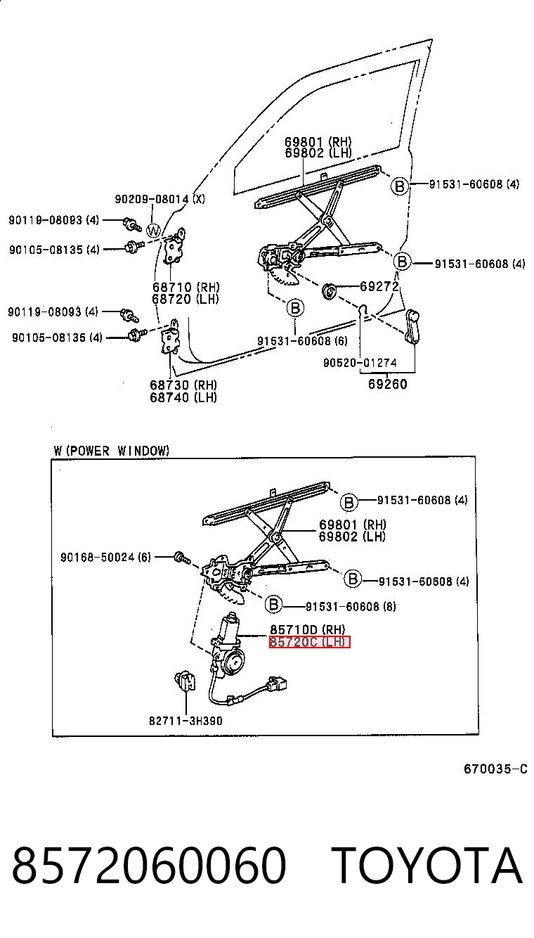 8572060060 Toyota Мотор стеклоподъемника двери передней, левой