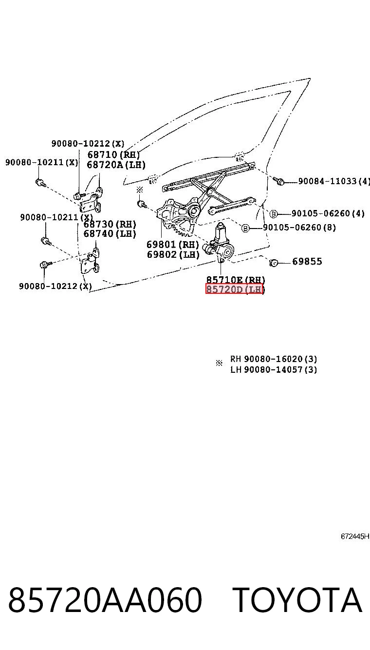 85720AA060 Toyota Мотор стеклоподъемника двери передней, левой