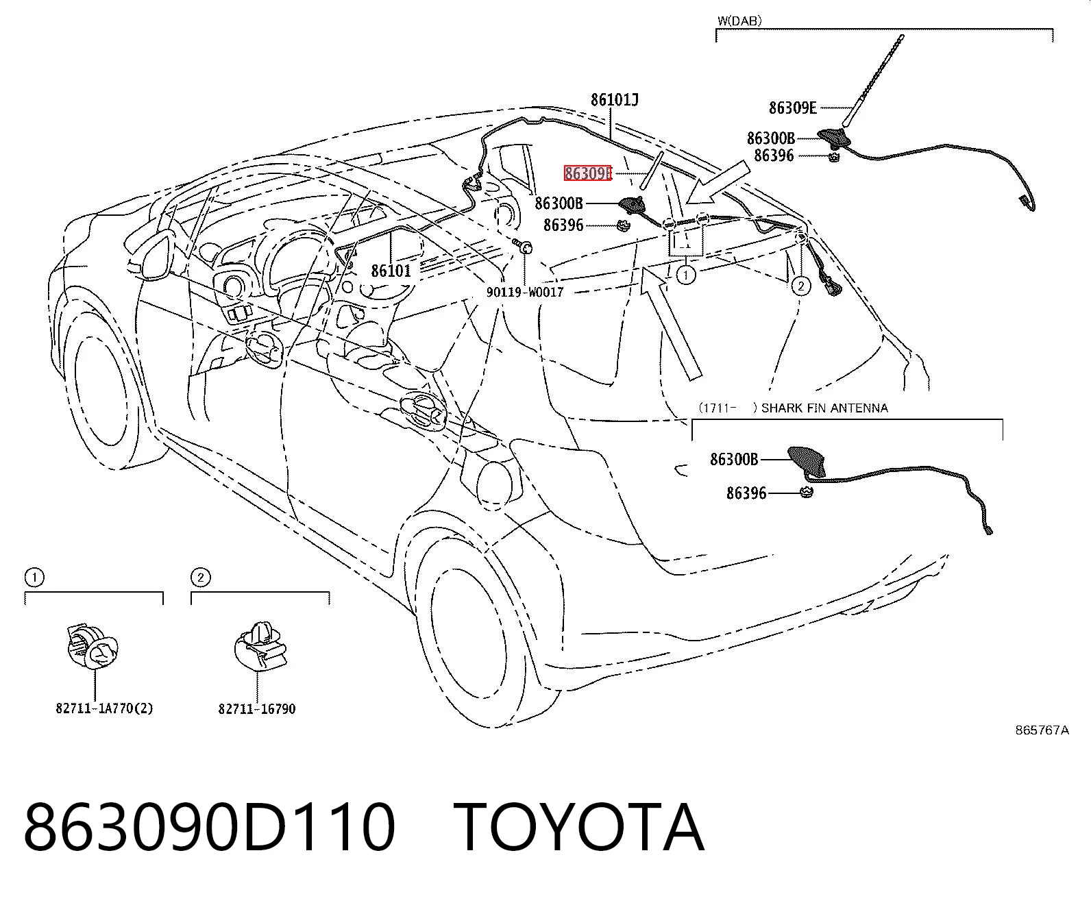 863090D110 Toyota Антенна на крышу