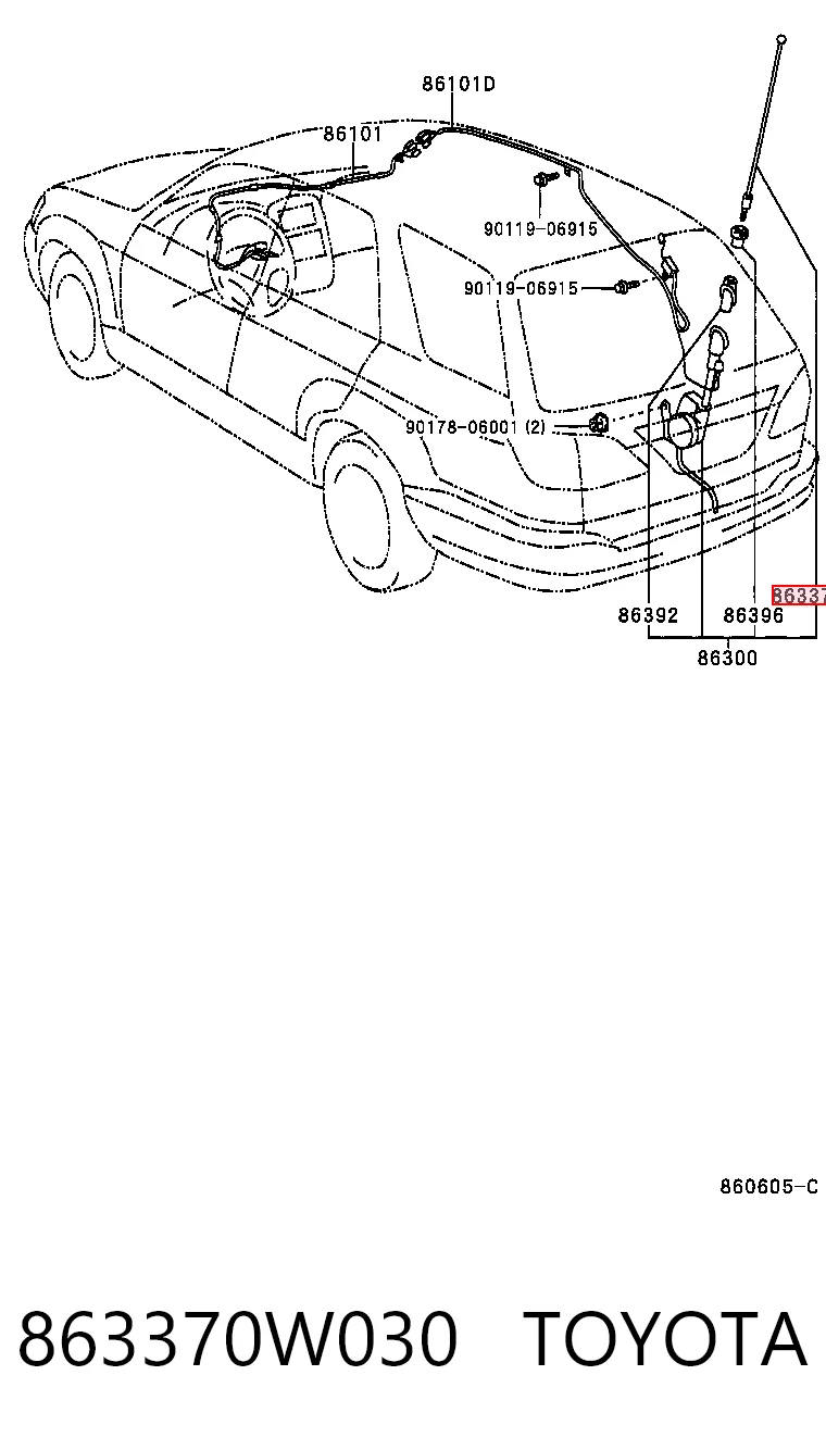 863370W030 Toyota Шток антенны