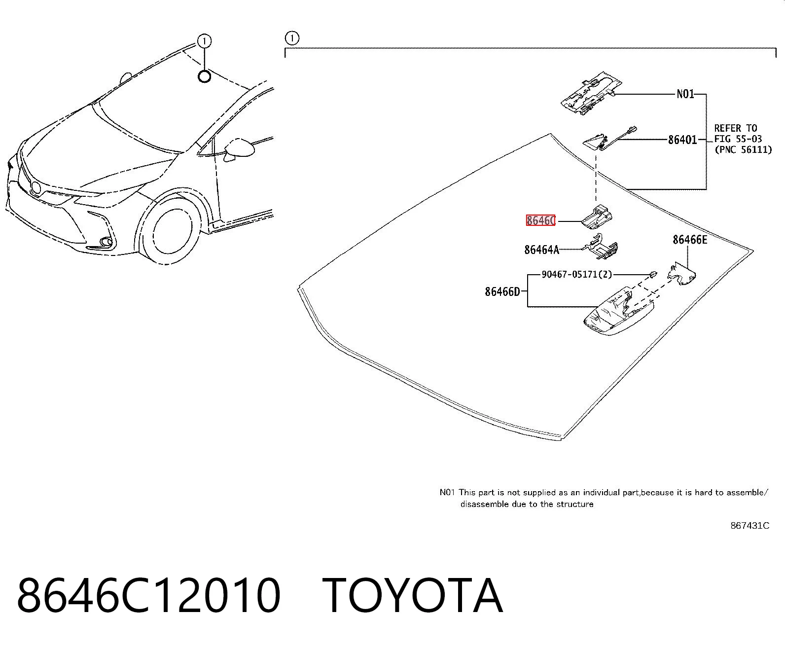 8646C12010 Toyota Камера системы обеспечения видимости