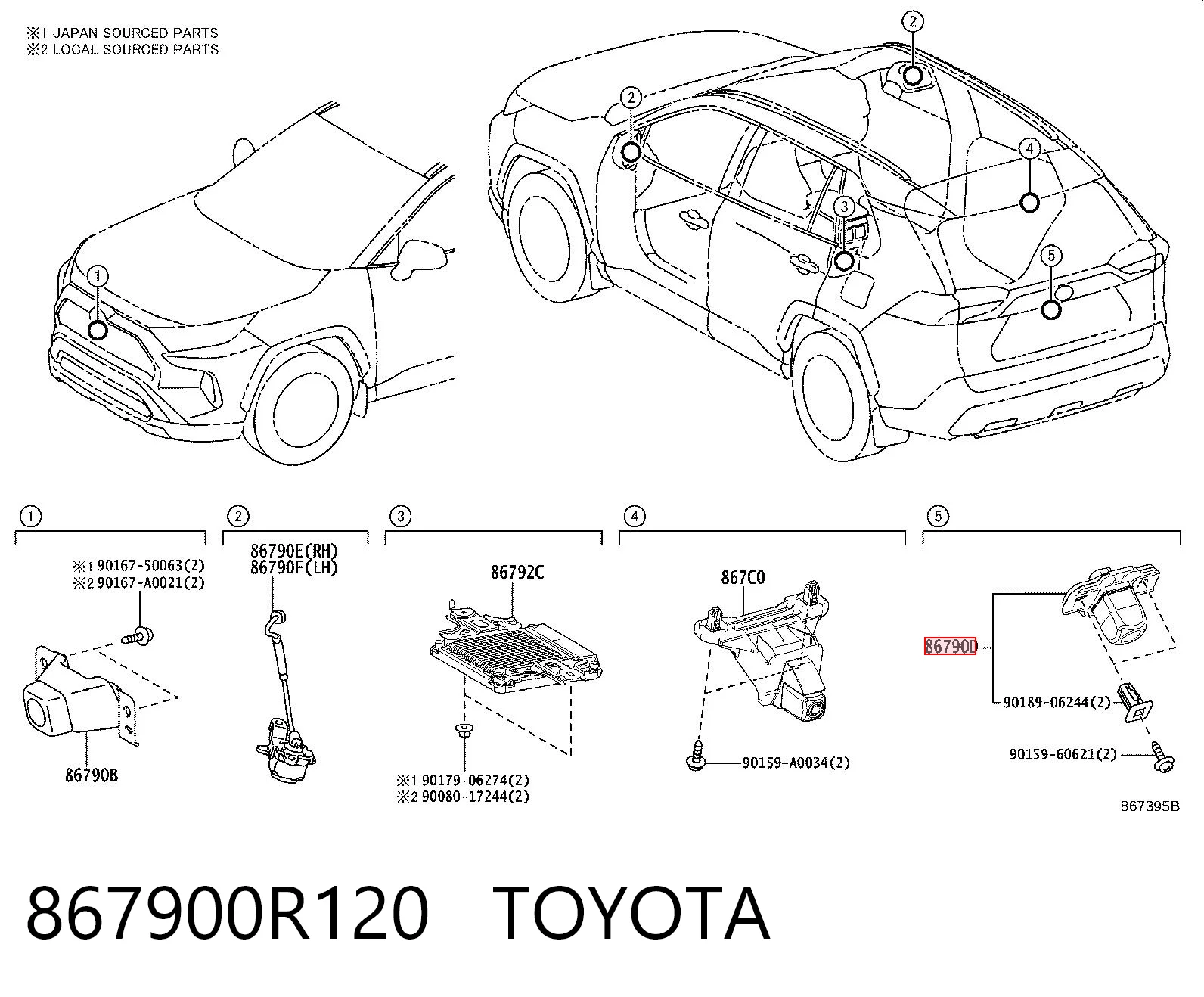 867900R120 Toyota Камера системы обеспечения видимости