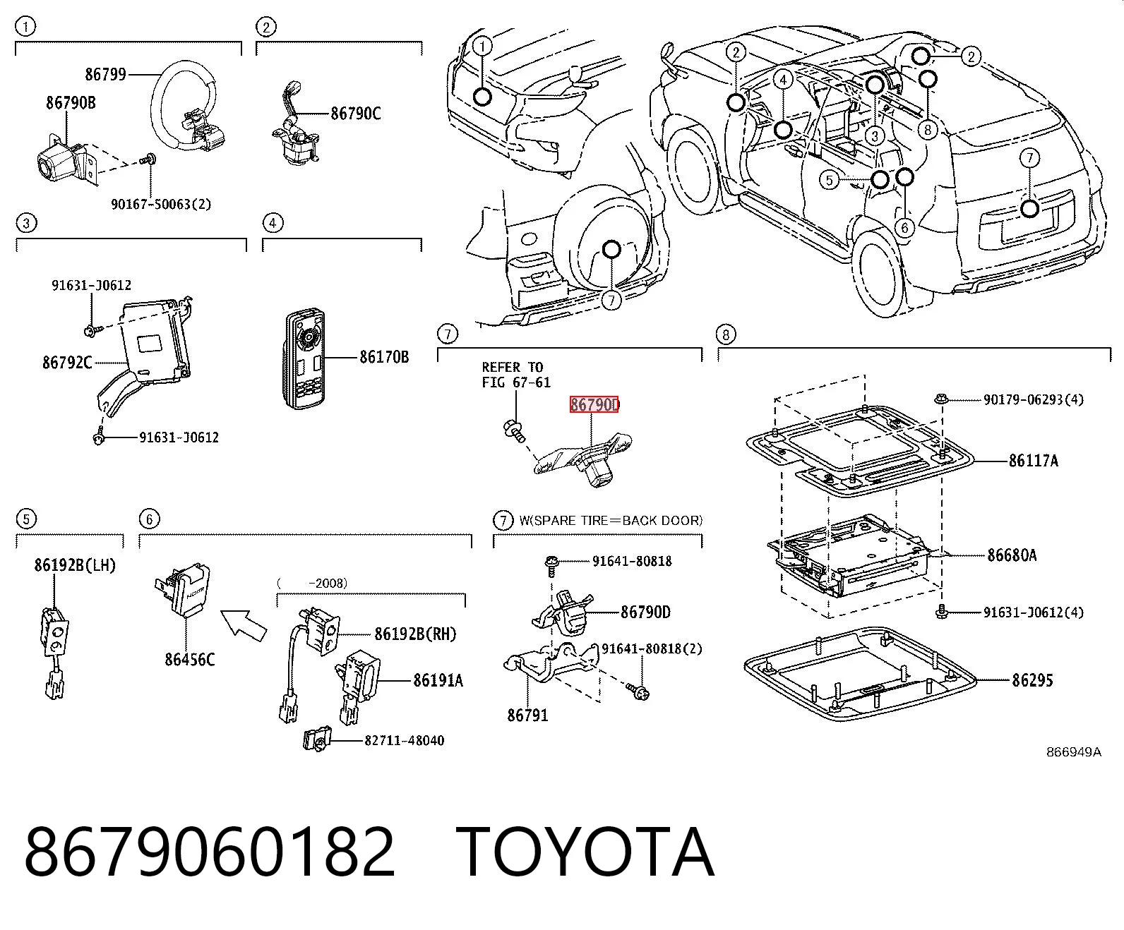 8679060182 Toyota Камера системы обеспечения видимости