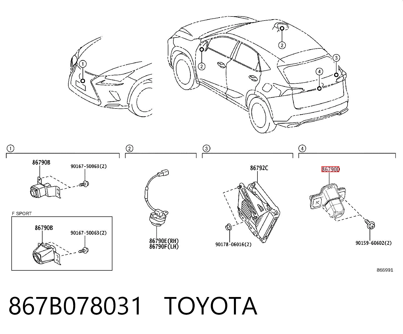 867B078031 Toyota Камера системы обеспечения видимости
