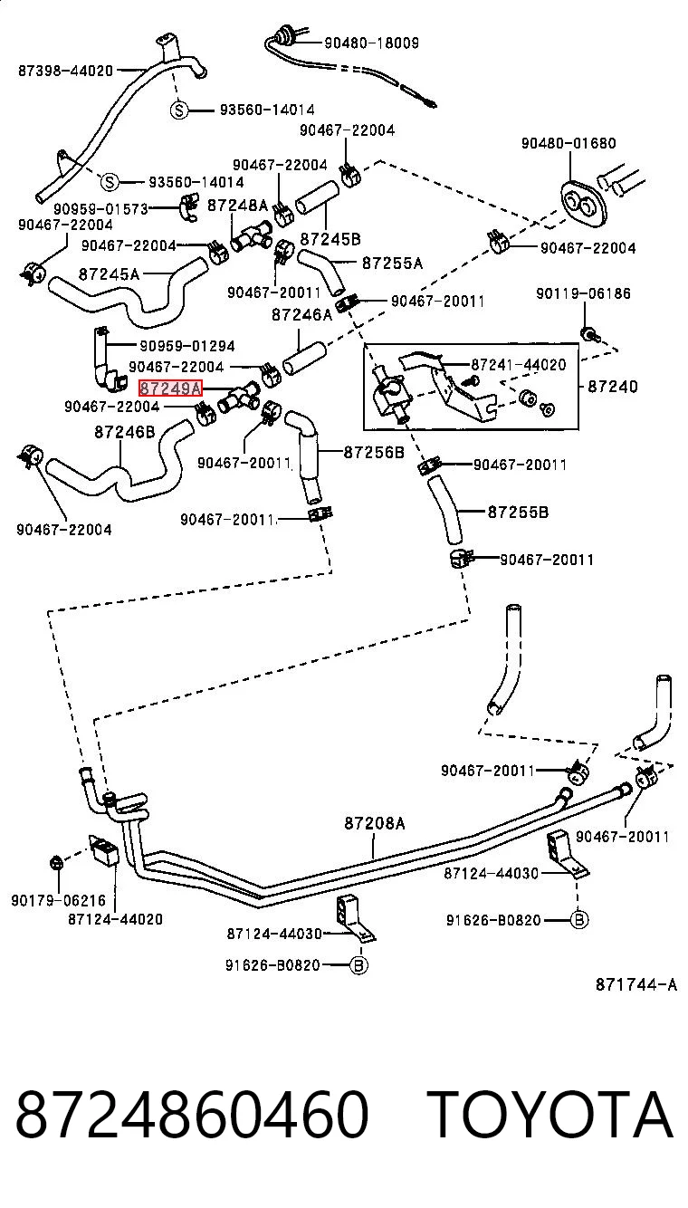 8724860460 Toyota Шланг радиатора печки