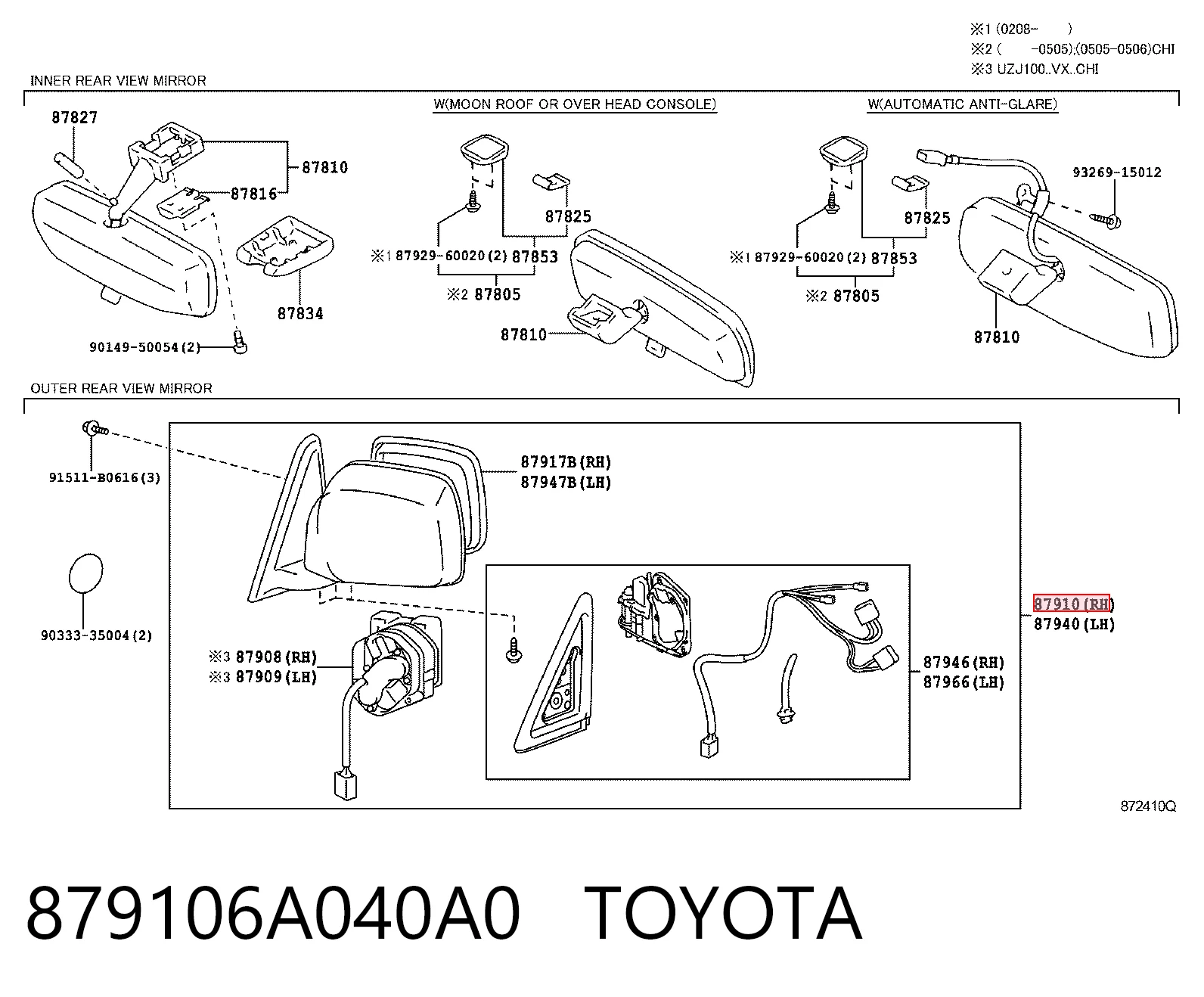 Зеркало заднего вида правое на Toyota Land Cruiser 90 J9