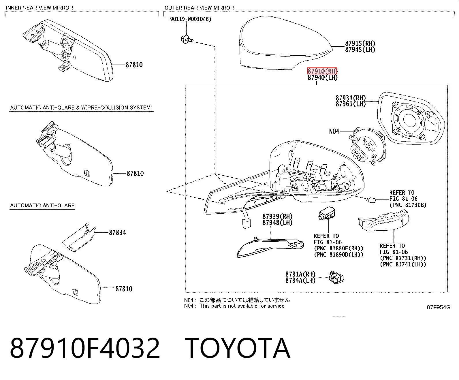 Зеркало заднего вида правое на Toyota C-HR  X10