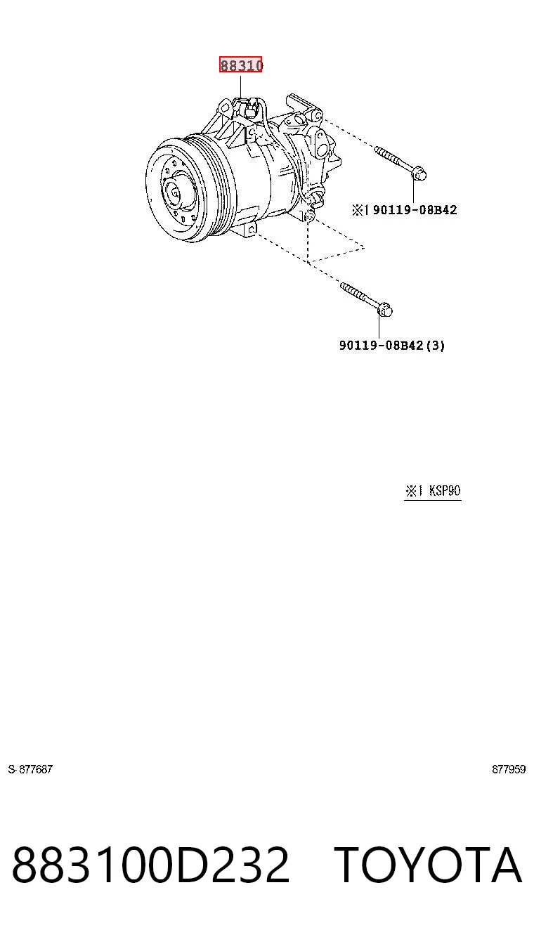 883100D232 Toyota Компрессор хладагента