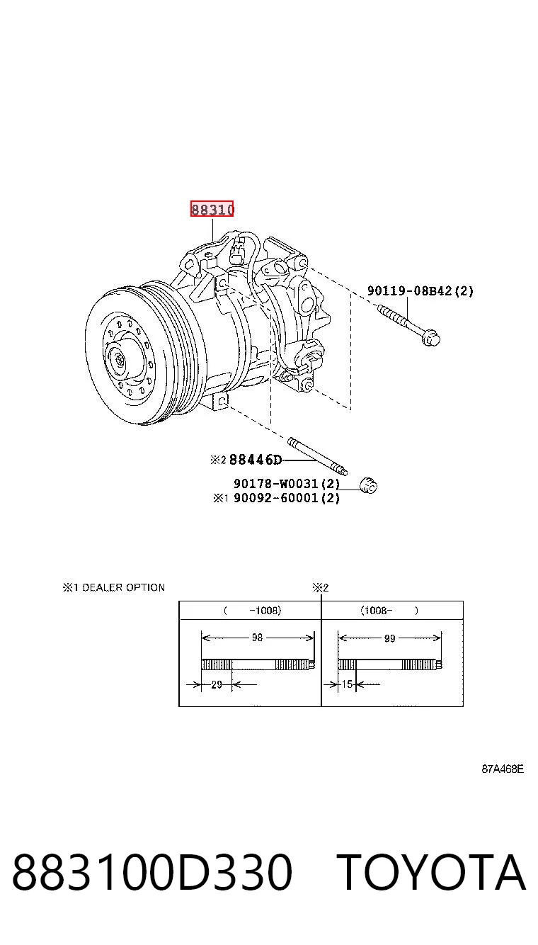 883100D330 Toyota Компрессор хладагента