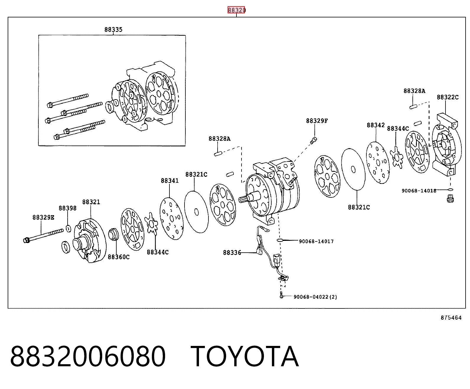 8832006080 Toyota Компрессор хладагента