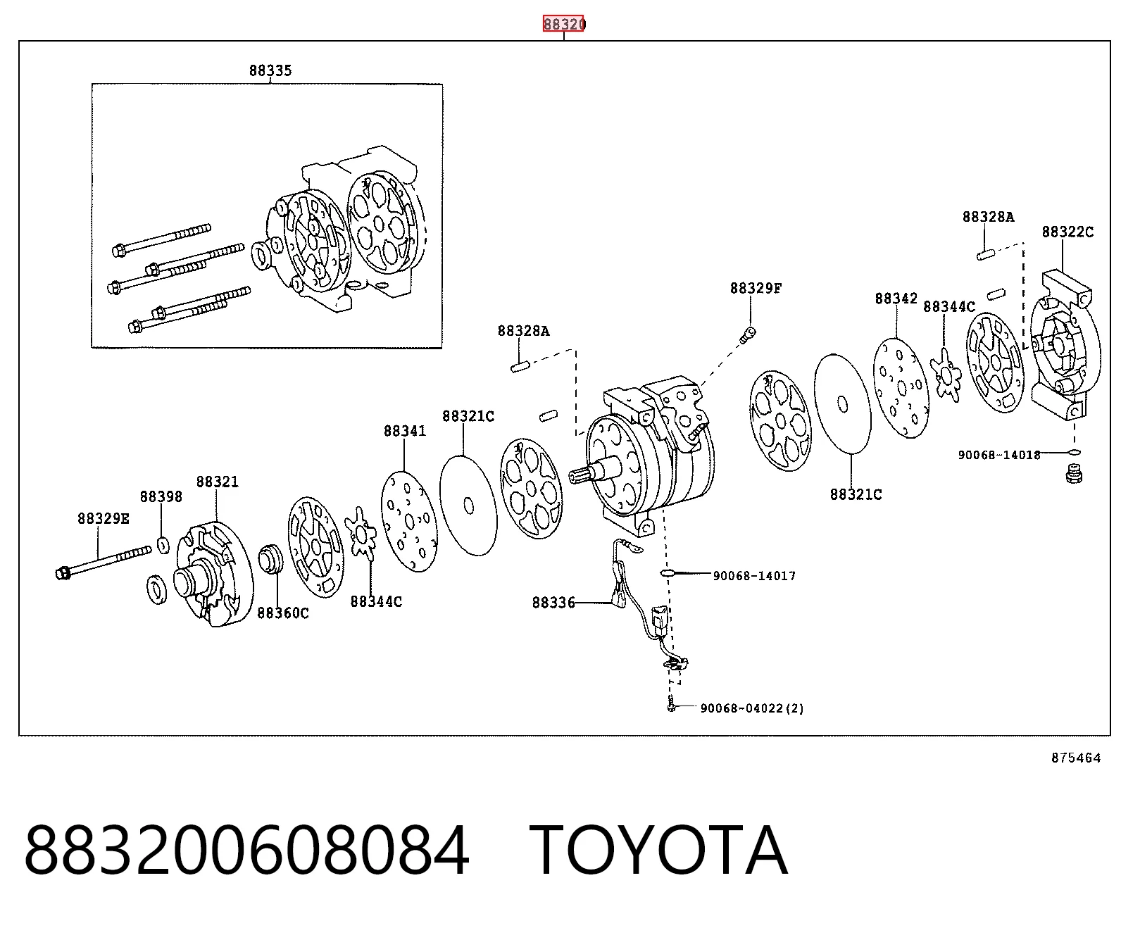 883200608084 Toyota Компрессор хладагента