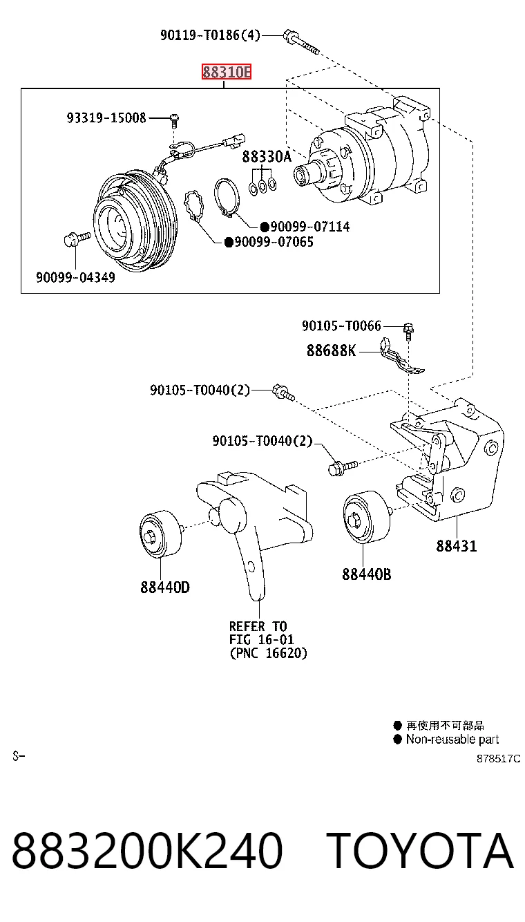 883200K240 Toyota Компрессор хладагента