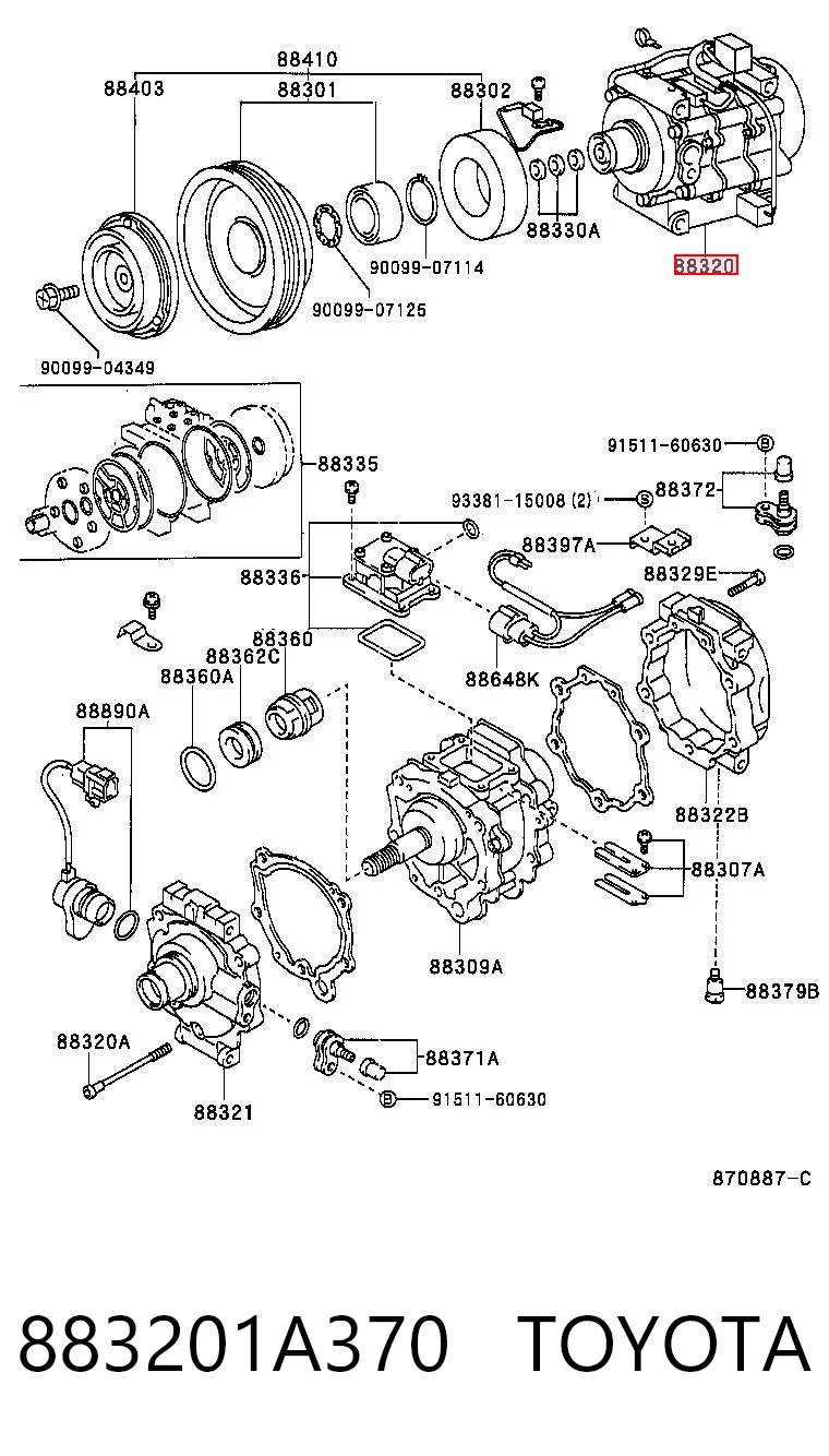 883201A370 Toyota Компрессор хладагента