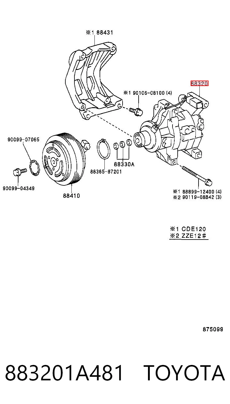 883201A481 Toyota Компрессор хладагента