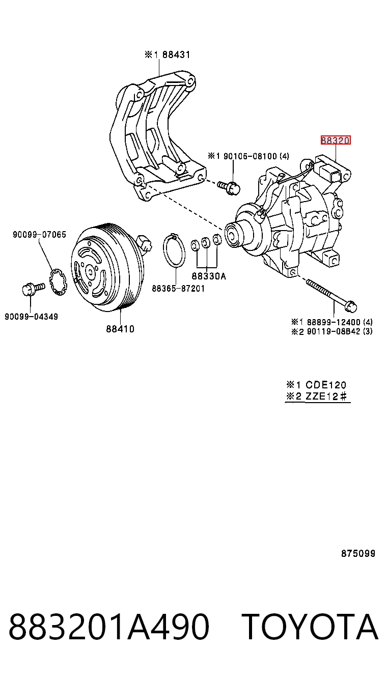 883201A490 Toyota Компрессор хладагента