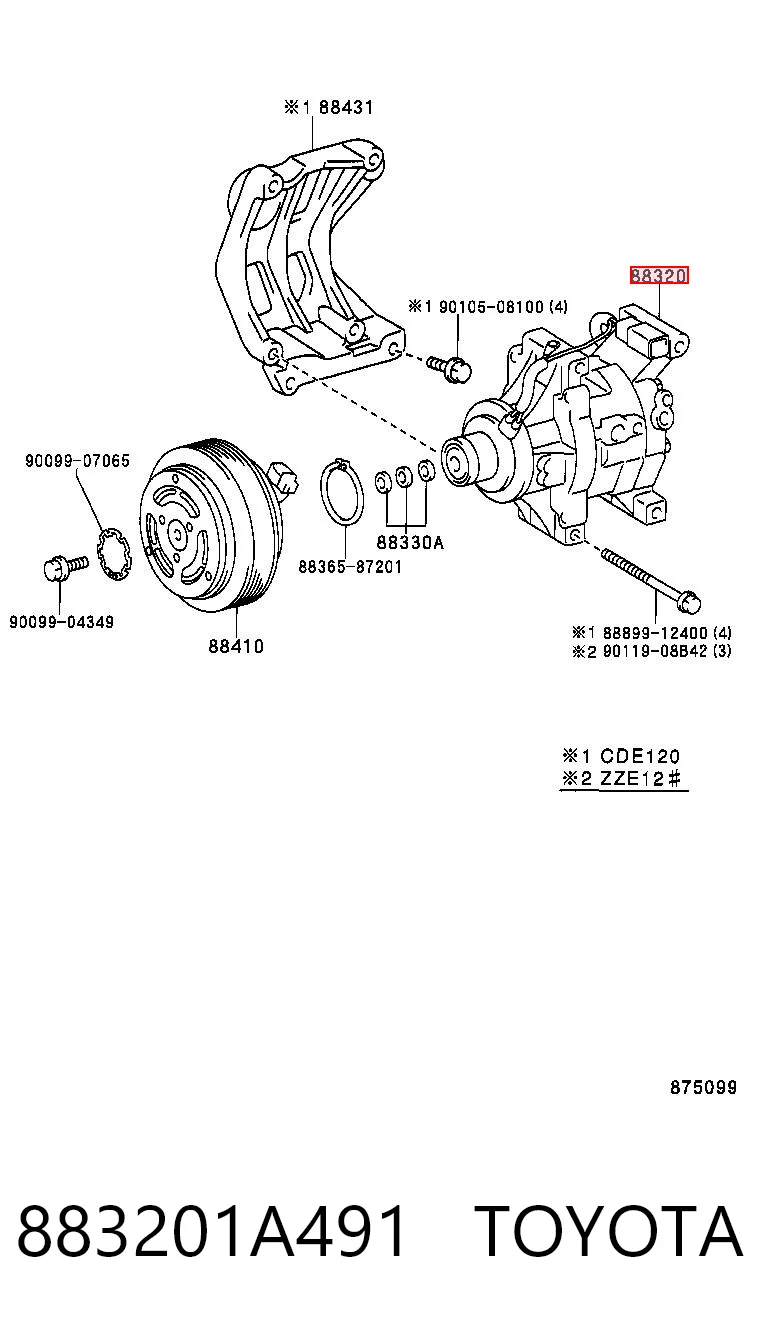 883201A491 Toyota Компрессор хладагента