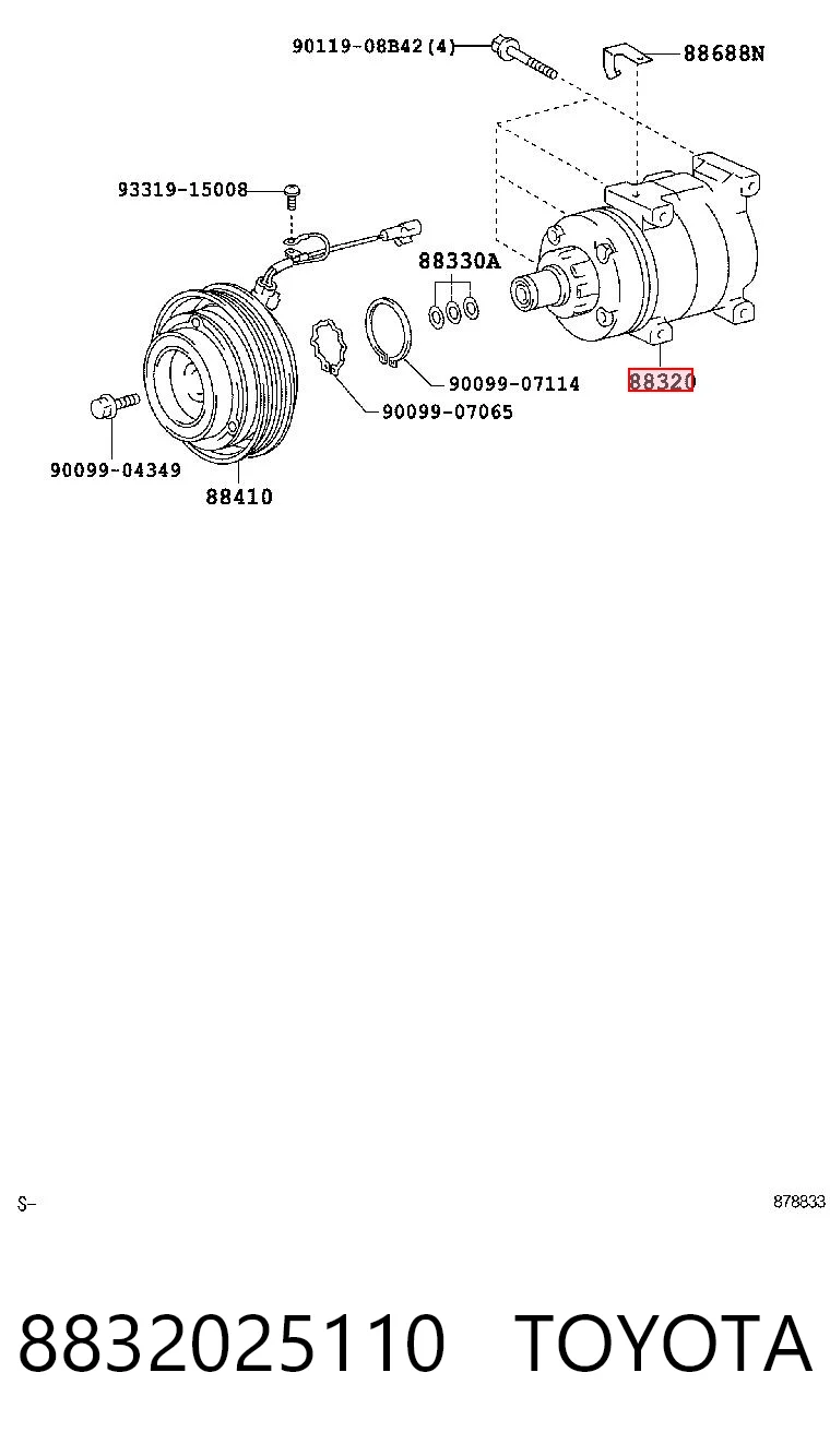 8832025110 Toyota Компрессор хладагента