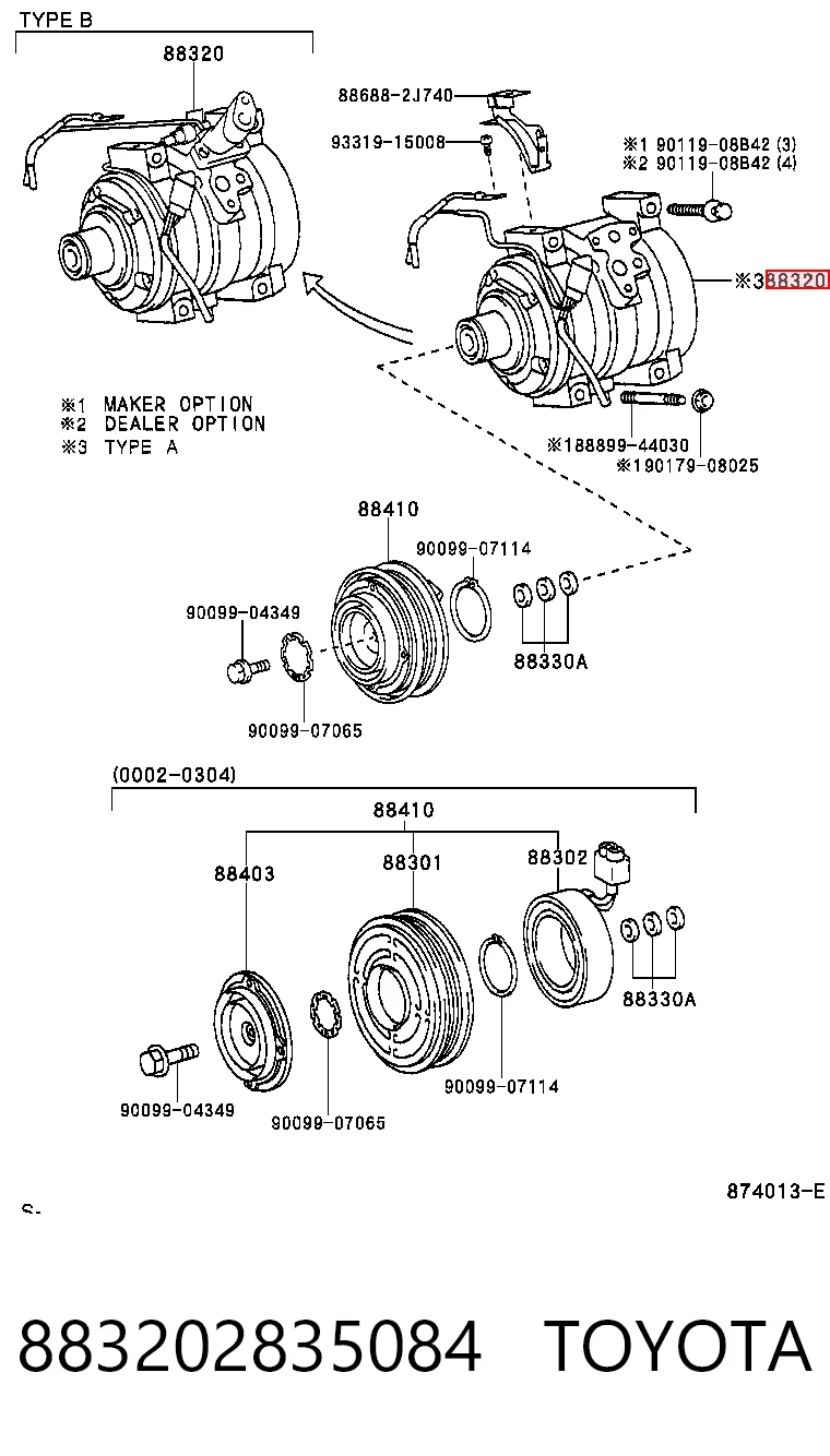 883202835084 Toyota Компрессор хладагента