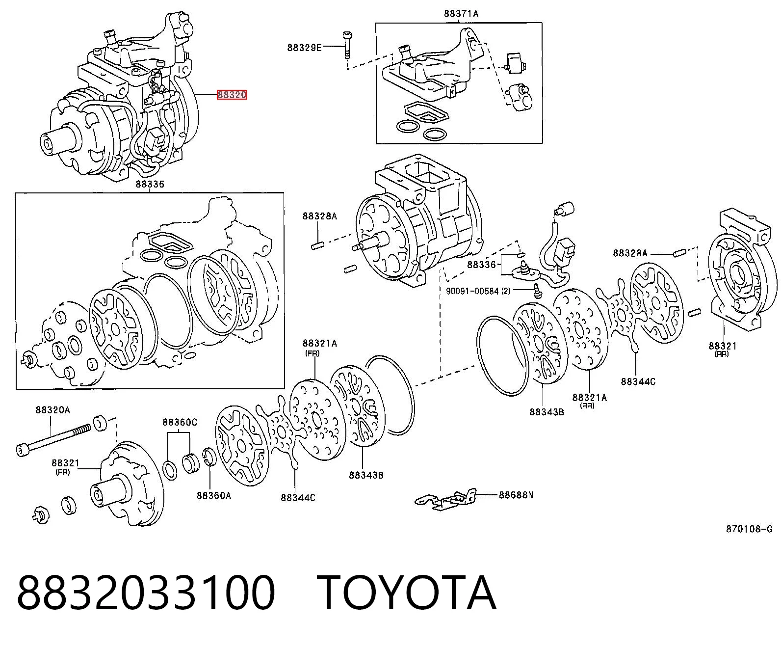 8832033100 Toyota Компрессор хладагента