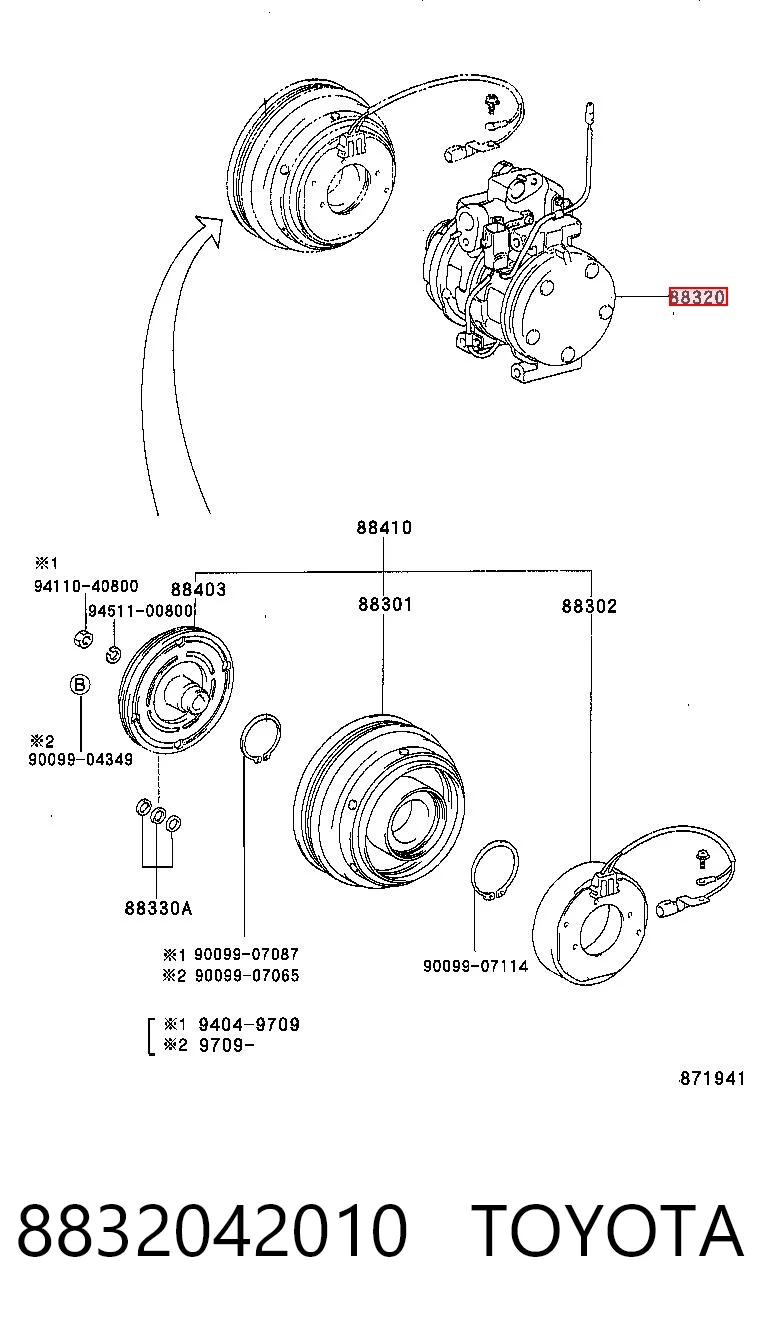 8832042010 Toyota Компрессор хладагента