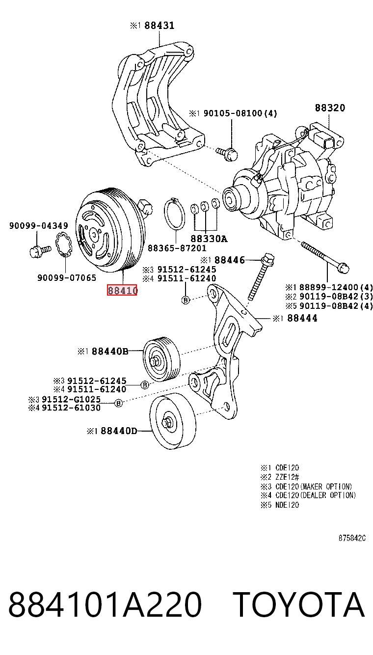 884101A220 Toyota Компрессор хладагента