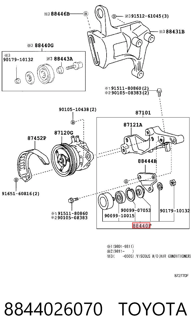 8844026070 Toyota Ролик приводного ремня, паразитный