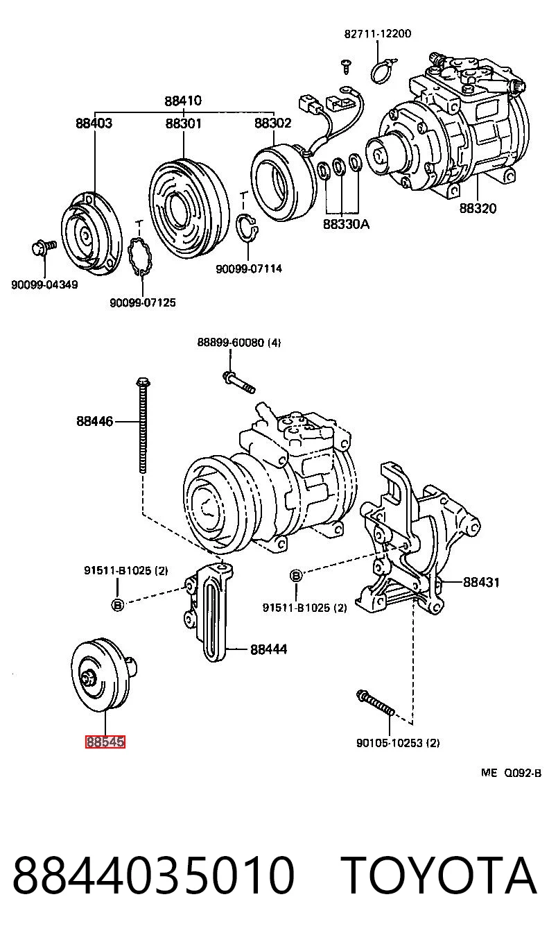 8844035010 Toyota Ролик натяжителя ремня агрегатов