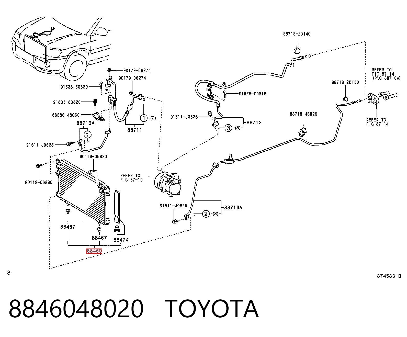 Конденсатор на Toyota Highlander I ACU2, MCU2