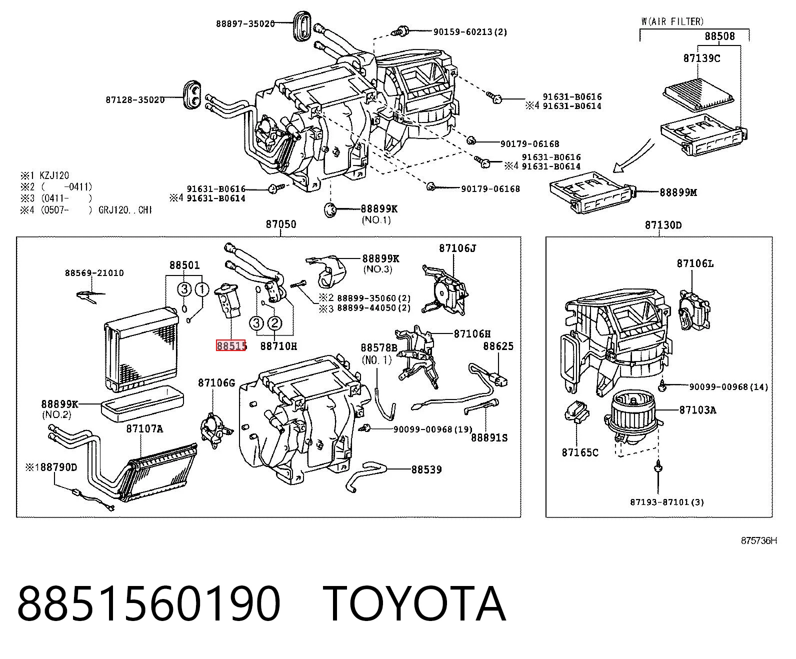 8851560190 Toyota Терморегулирующий вентиль кондиционера