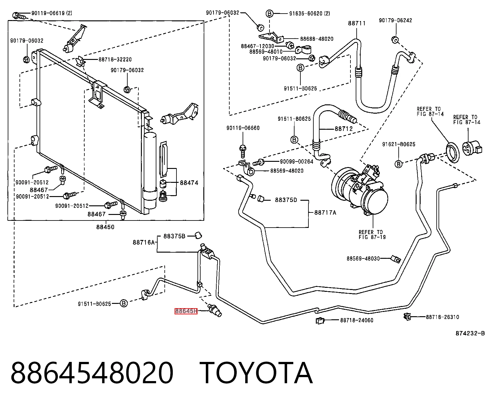 8864548020 Toyota Клапан давления кондиционера
