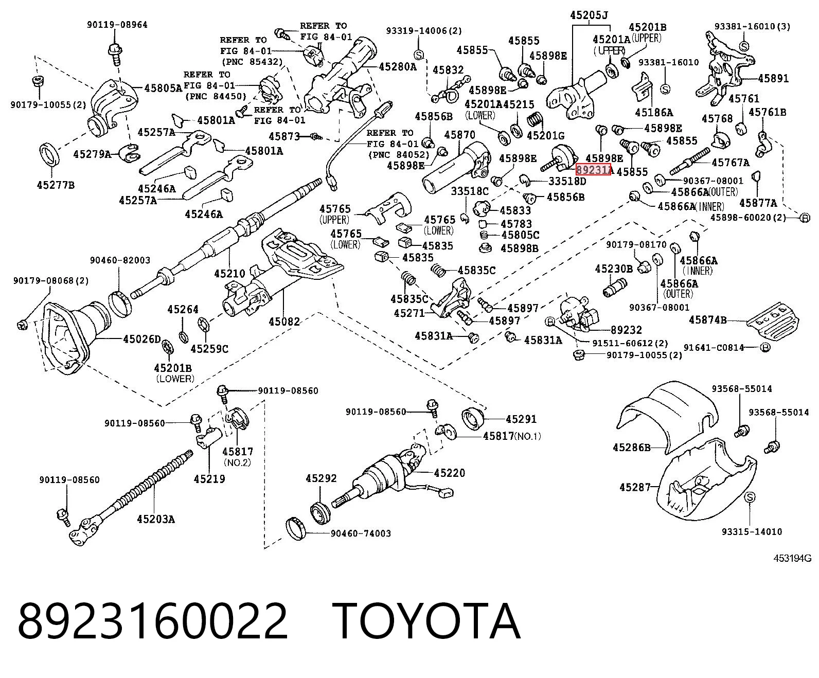 8923160022 Toyota Мотор перемещения рулевой колонки