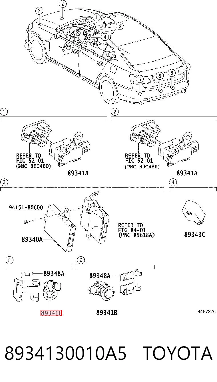 8934130010A5 Toyota Датчик сигнализации парковки (парктроник) задний боковой