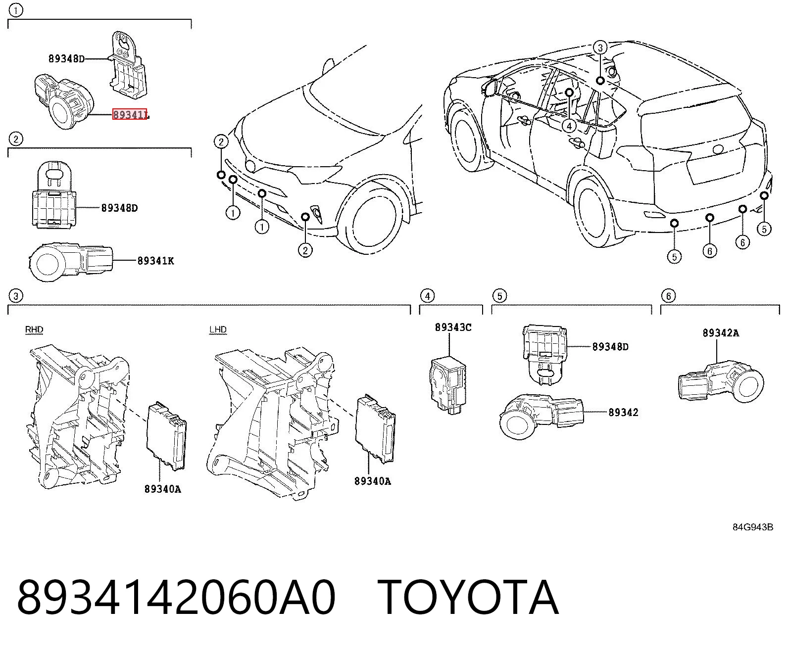 8934142060A0 Toyota Датчик сигнализации парковки (парктроник) передний боковой