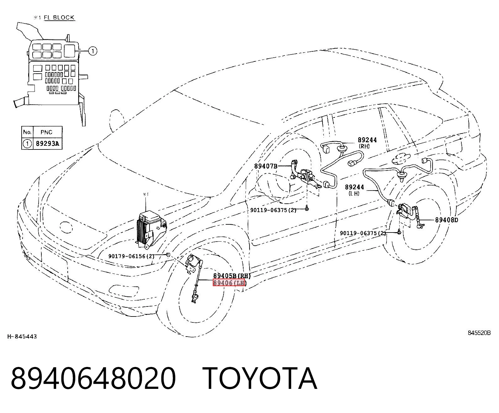 8940648020 Toyota Датчик уровня положения кузова передний левый