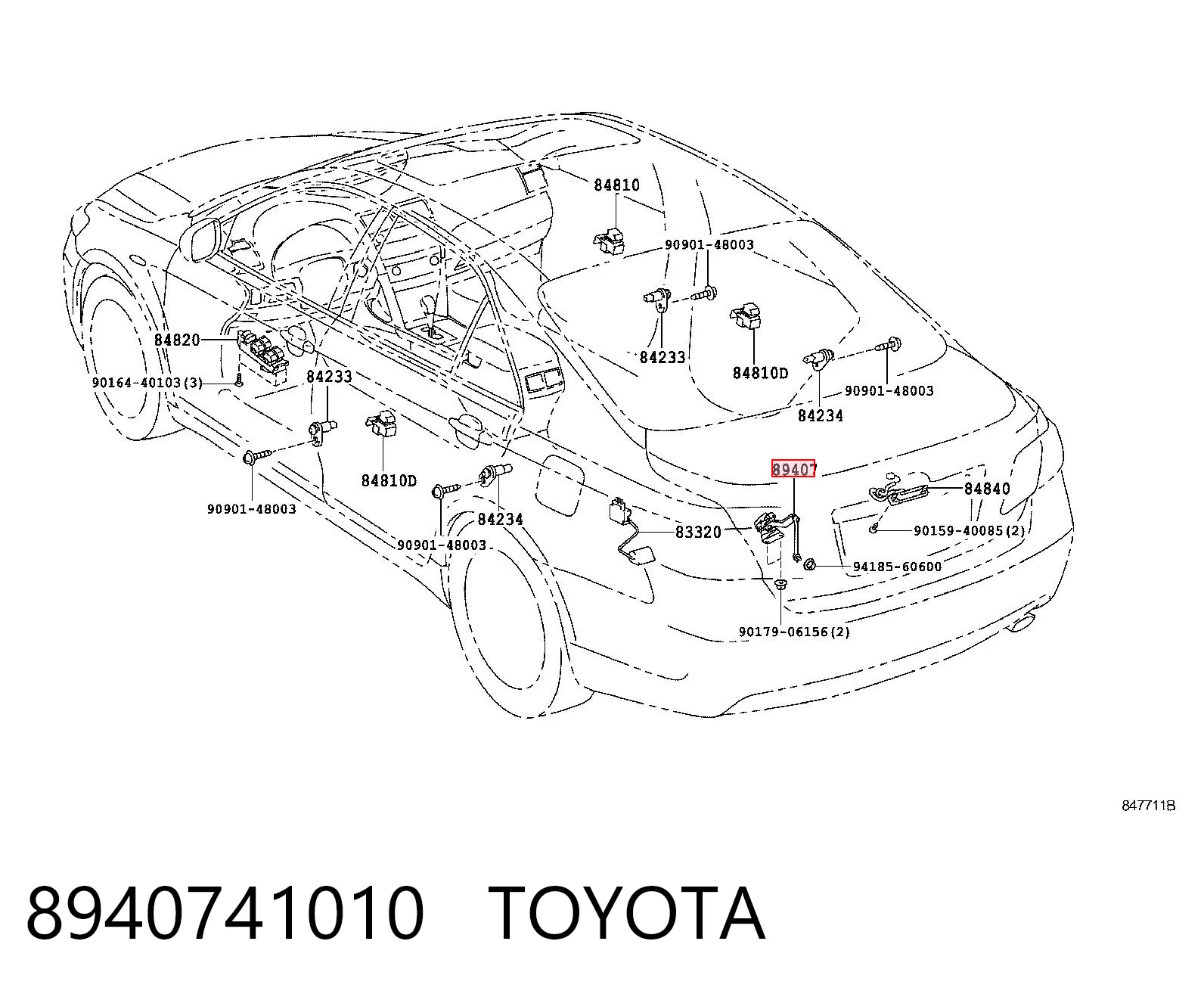 8940741010 Toyota Датчик уровня положения кузова задний правый